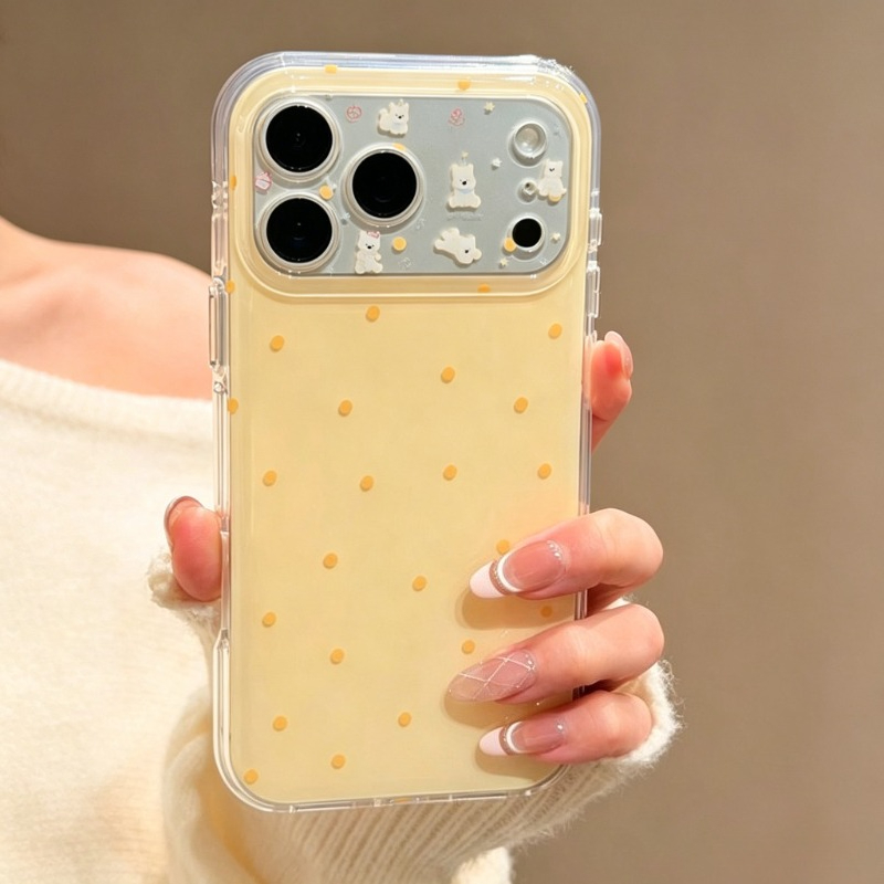 Yellow Phone Accessories - غطاء هاتف أنيق بنمط نقاط البولكا